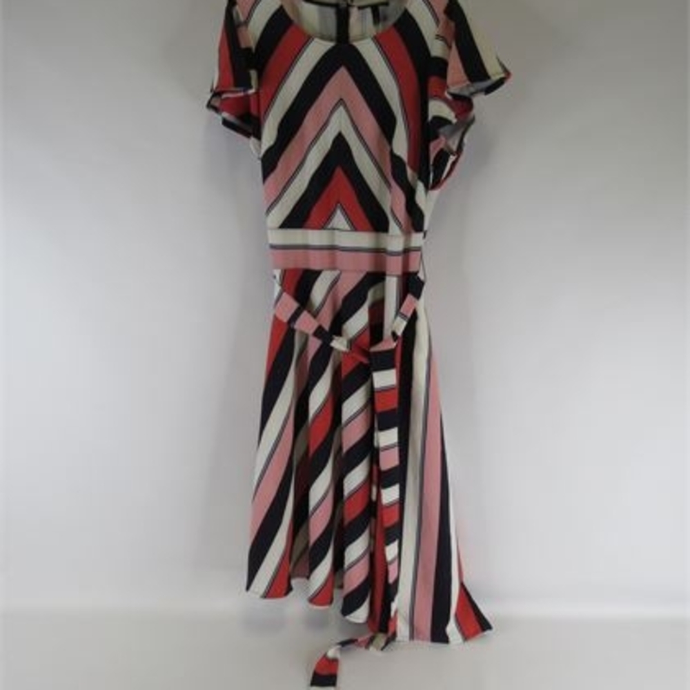Lane Bryant Black and White Asymmetrical Sundress with Flutter Sleeves